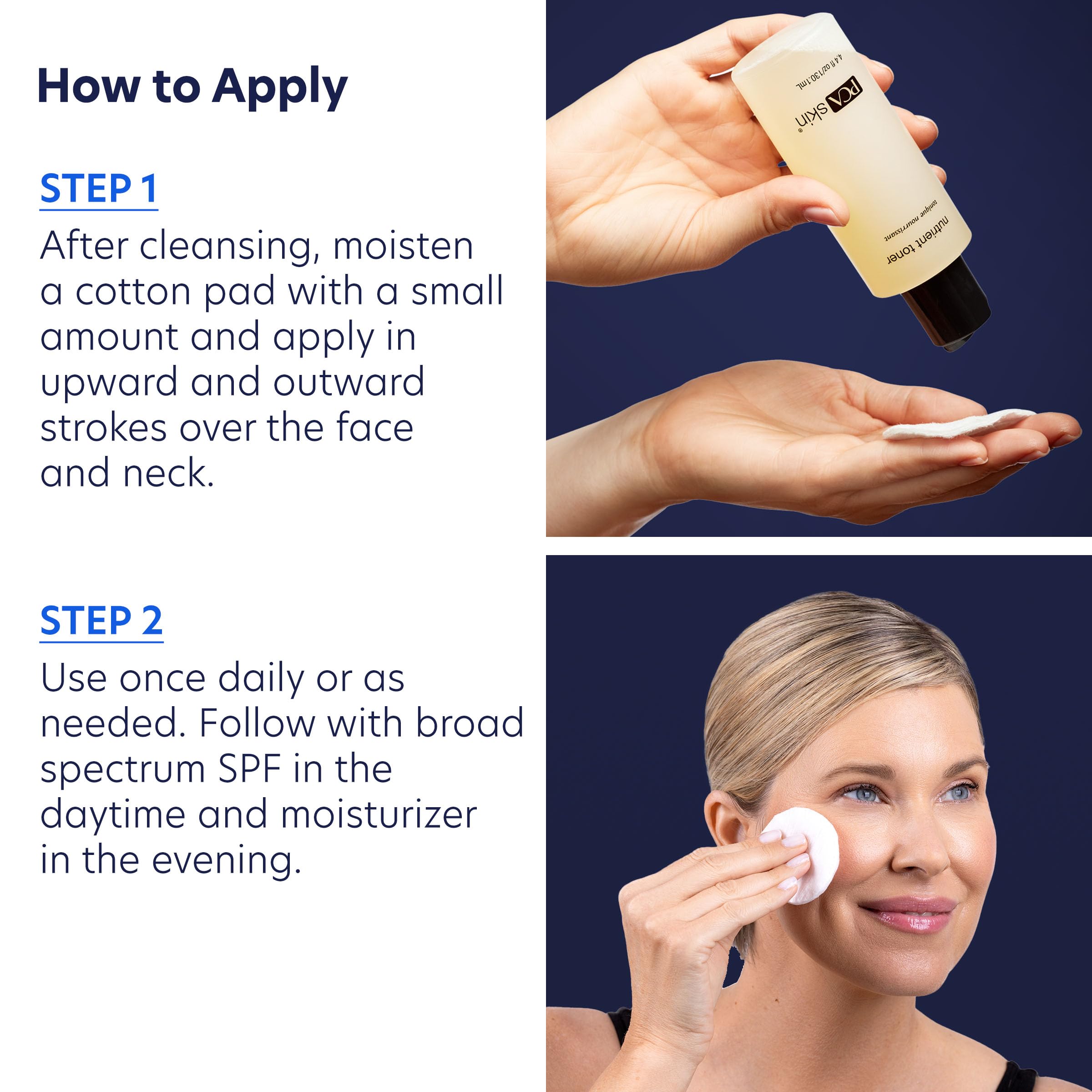 PCA SKIN applied with cotton pad demonstrating gentle exfoliation
