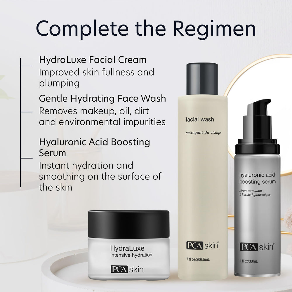 PCA SKIN cleanser rinsed from hands showing gentle removal of makeup and impurities