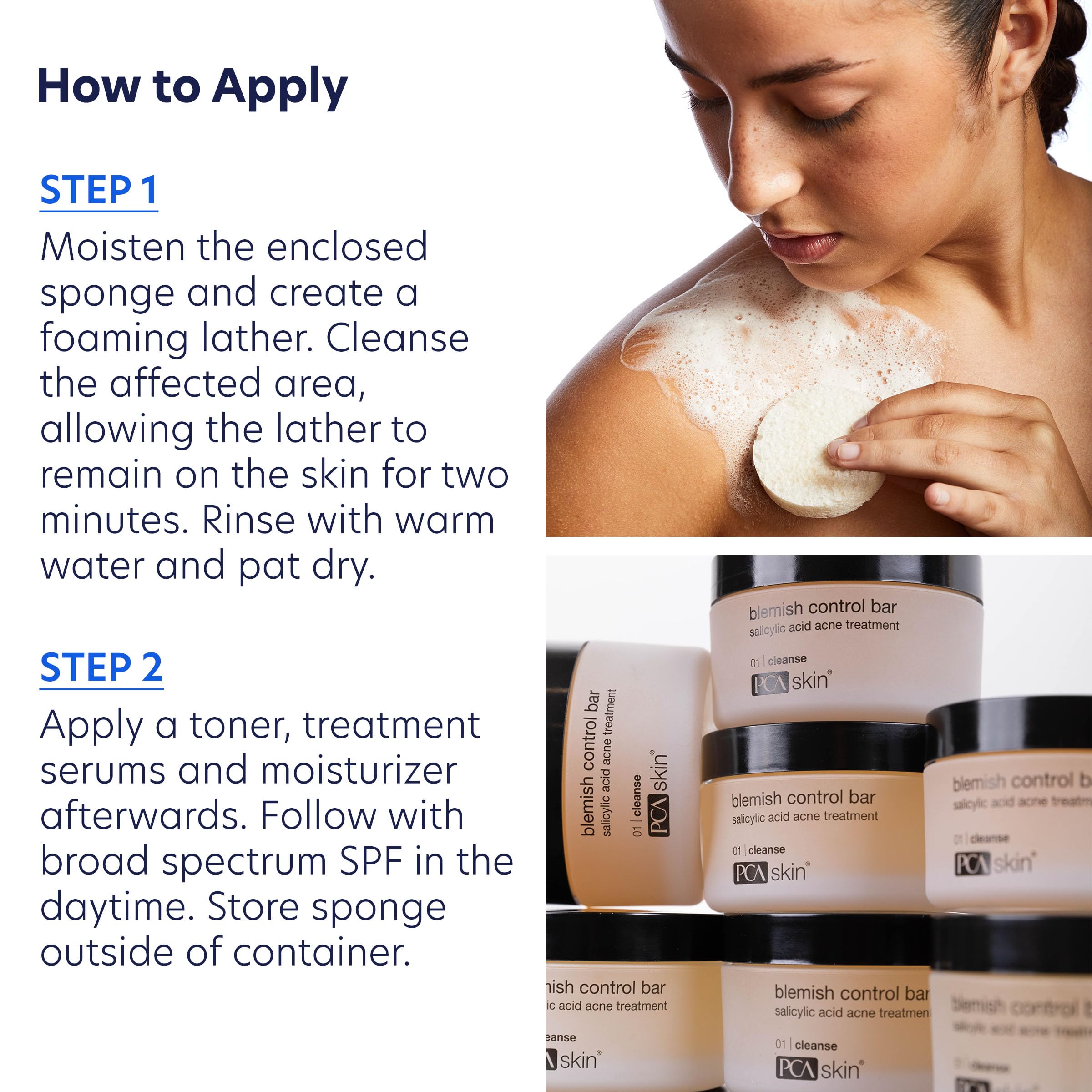 PCA SKIN cleanser bar texture close-up highlighting smooth, creamy lather for deep pore cleansing