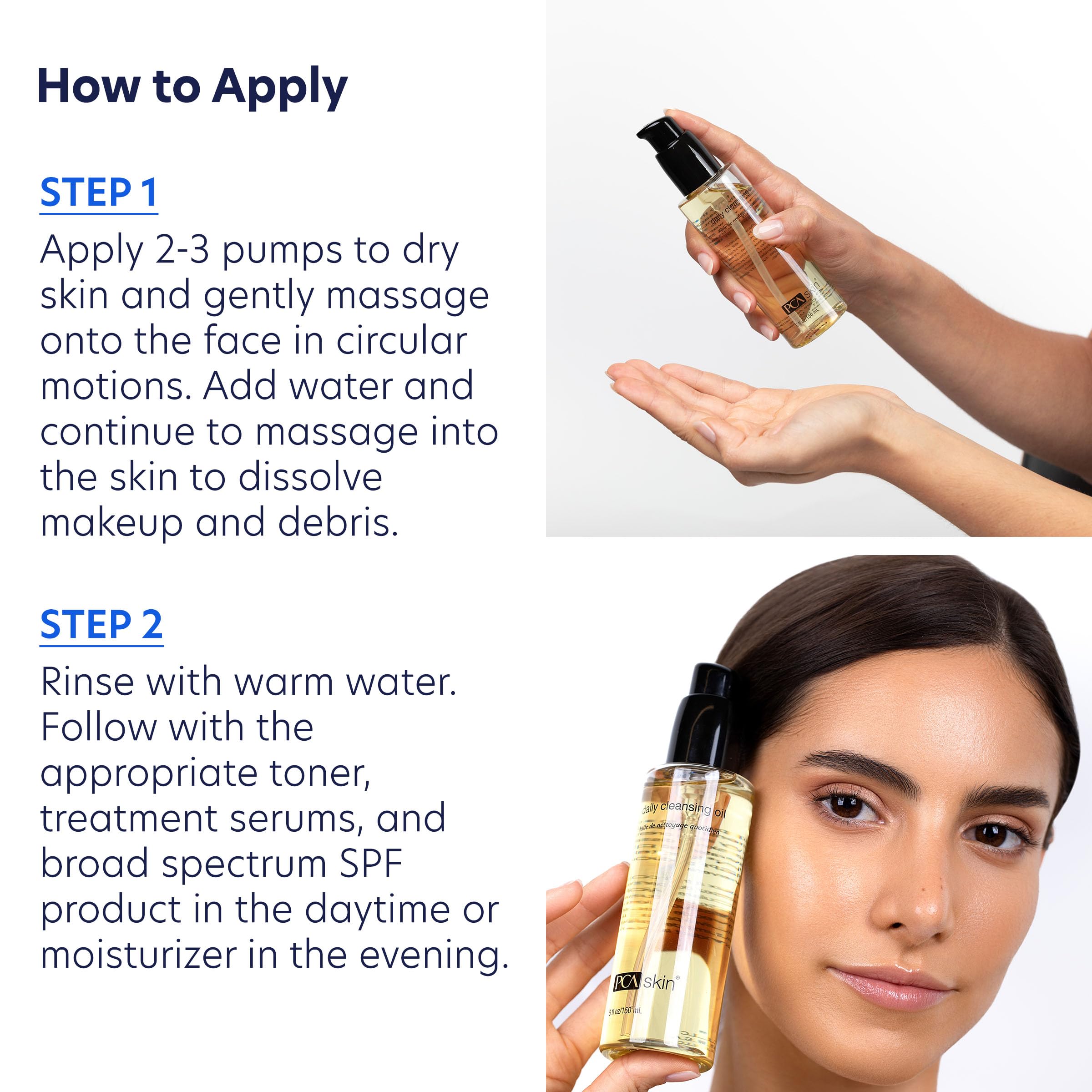 Close-up oil drop texture of PCA SKIN showing lightweight, non-greasy hydration