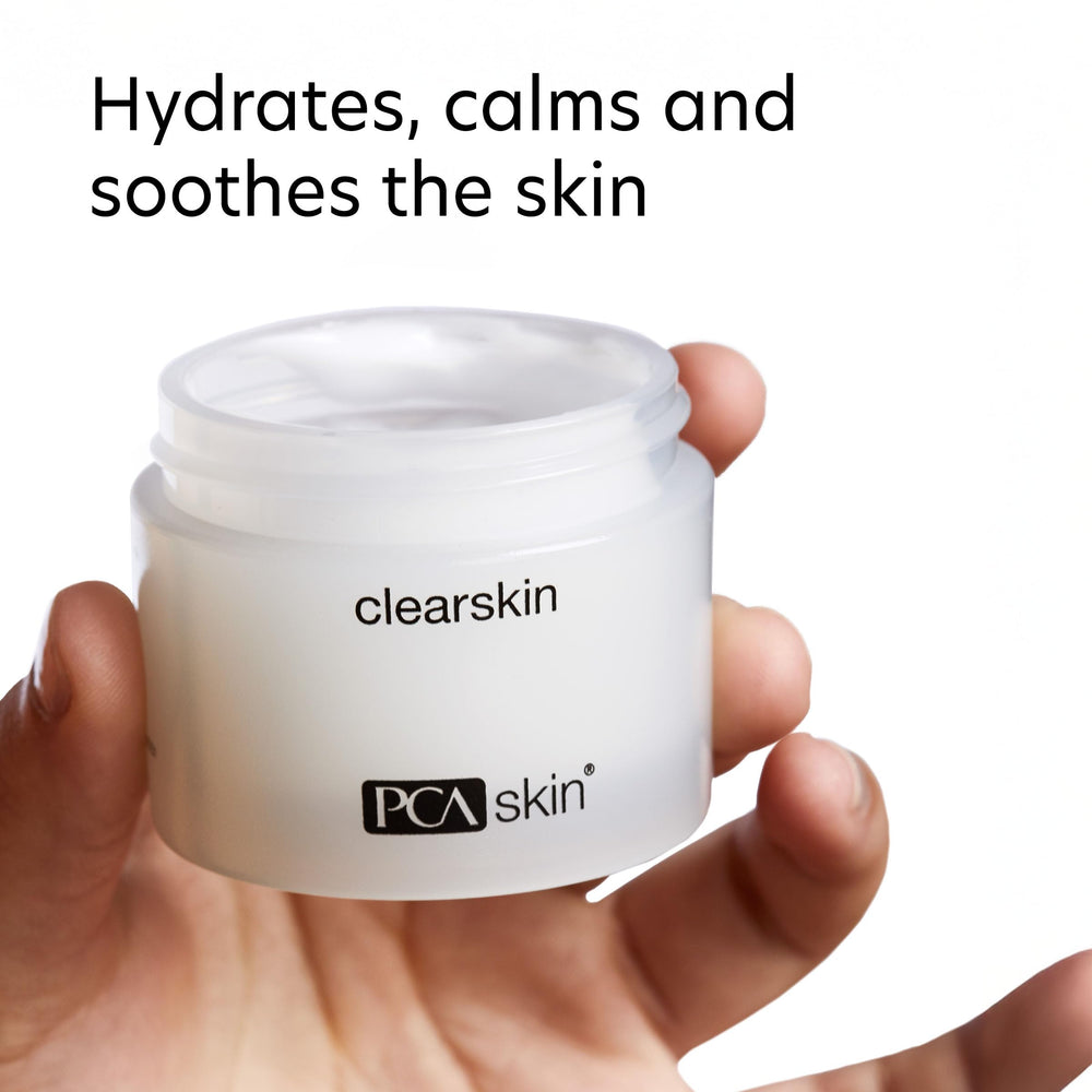 PCA SKIN open jar showing product surface and easy-scoop texture for controlled use
