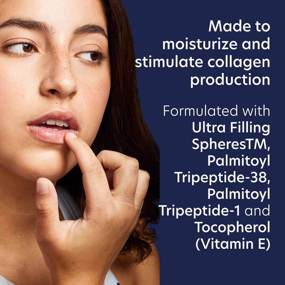 PCA SKIN application on lips showing precise tube usage and immediate smoothing benefit