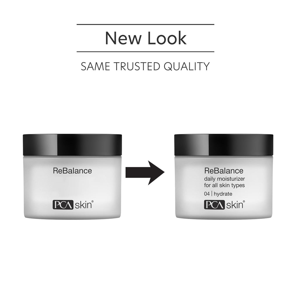 PCA SKIN ReBalance open jar cream texture demonstrating lightweight, fast-absorbing finish