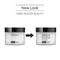 PCA SKIN ReBalance open jar cream texture demonstrating lightweight, fast-absorbing finish