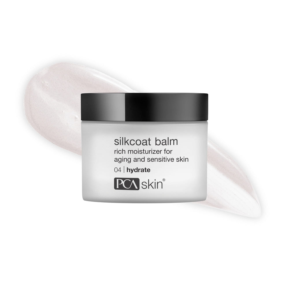 PCA SKIN Silkcoat front jar showing label and compact size for travel convenience