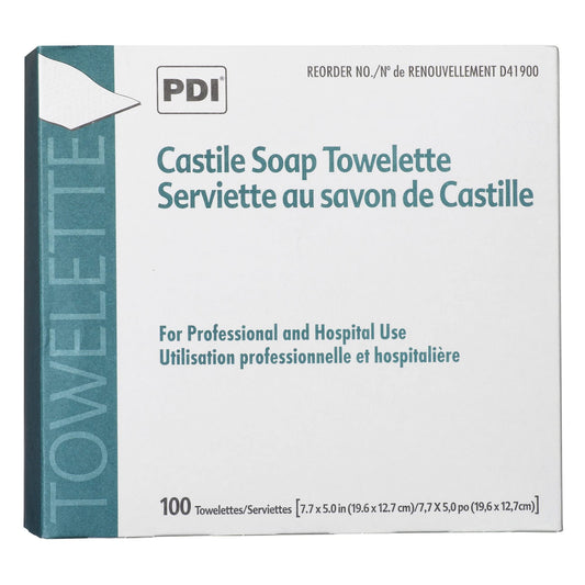 PDI single towelette unfolded close-up demonstrating soft texture and ready-to-use moisture