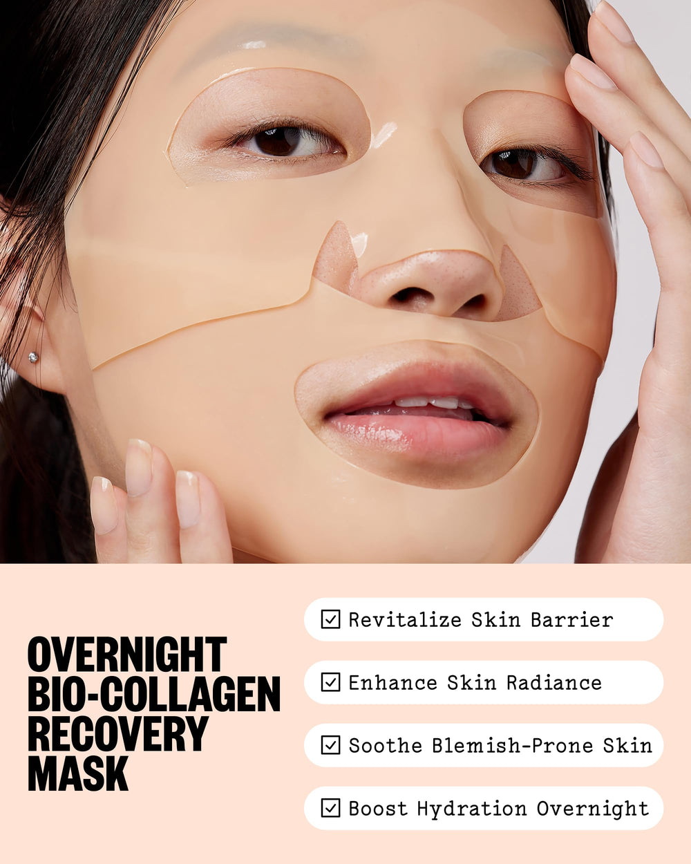 PEACE OUT close-up of sheet mask texture highlighting breathable material and comfort