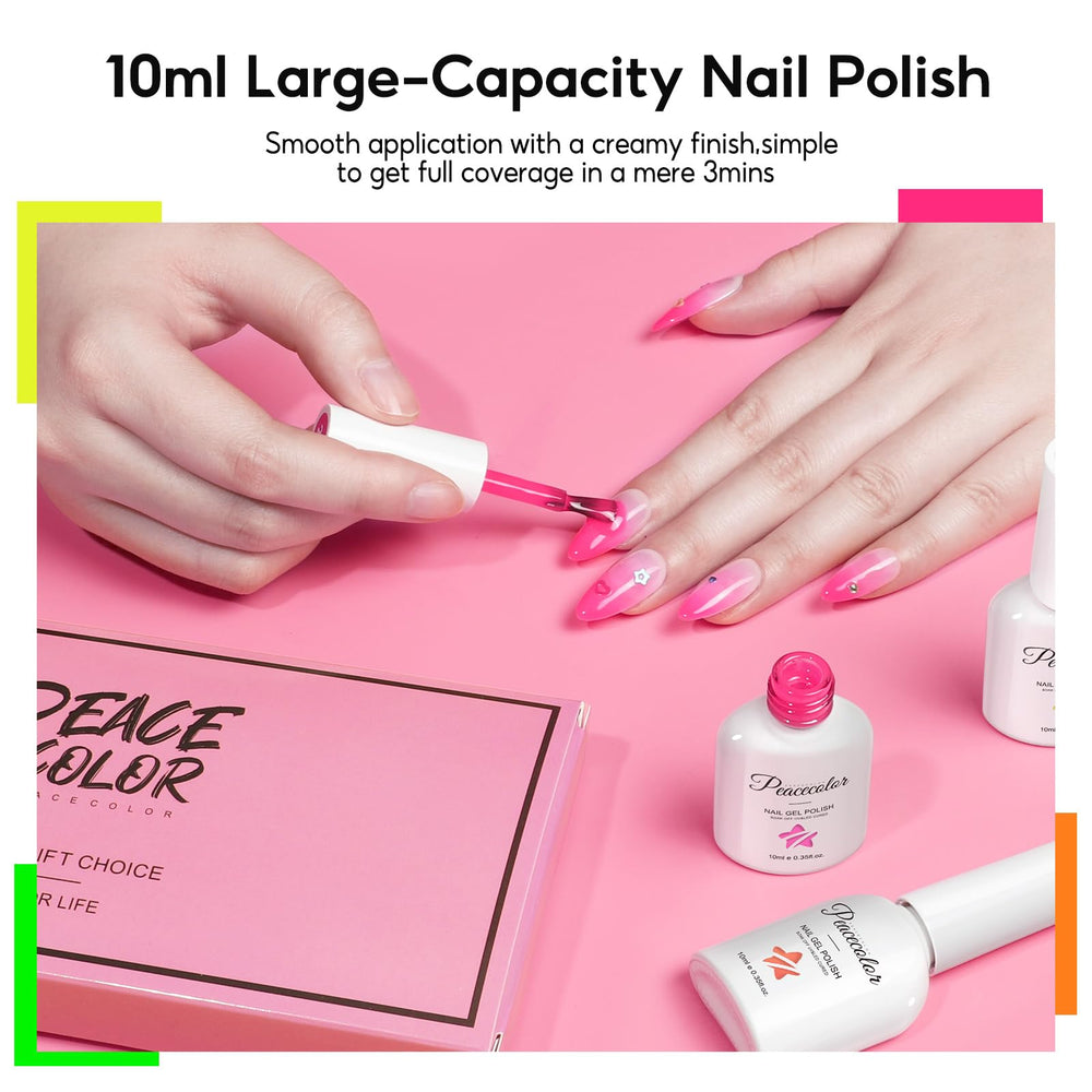 PEACECOLOR hot pink swatch detail illustrating vivid pigment and glossy result
