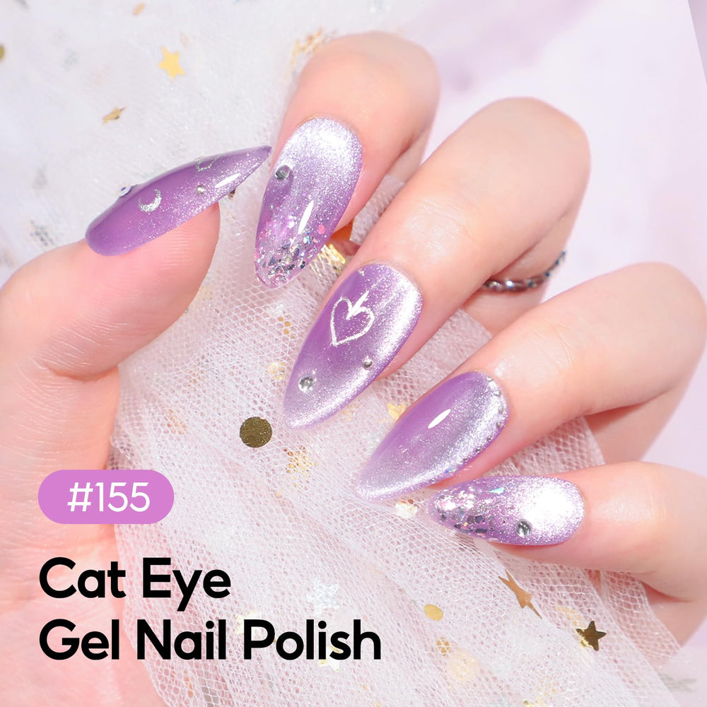 PEACECOLOR magnet creating cat-eye shimmer on nail, shows depth effect
