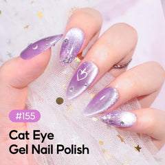 PEACECOLOR magnet creating cat-eye shimmer on nail, shows depth effect