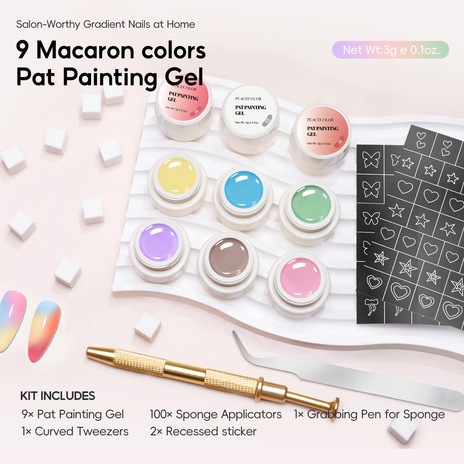 PEACECOLOR using french recessed sticker to create precise French manicure lines