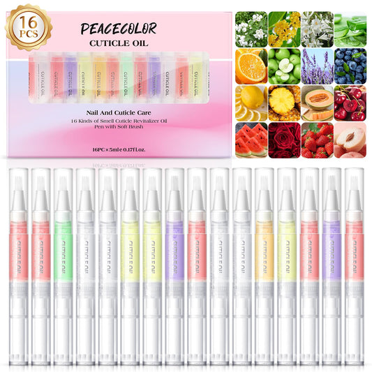 PEACECOLOR front packaging view showing compact 16-pen nail set and easy storage
