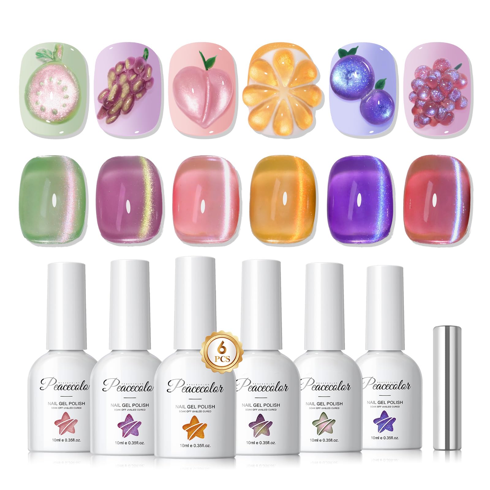 PEACECOLOR front packaging view showing complete cat eye gel kit benefit quick setup