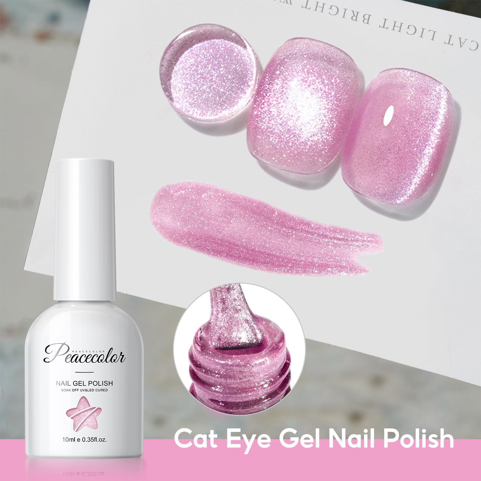 PEACECOLOR hand model wearing spring manicure, displays vibrant salon look