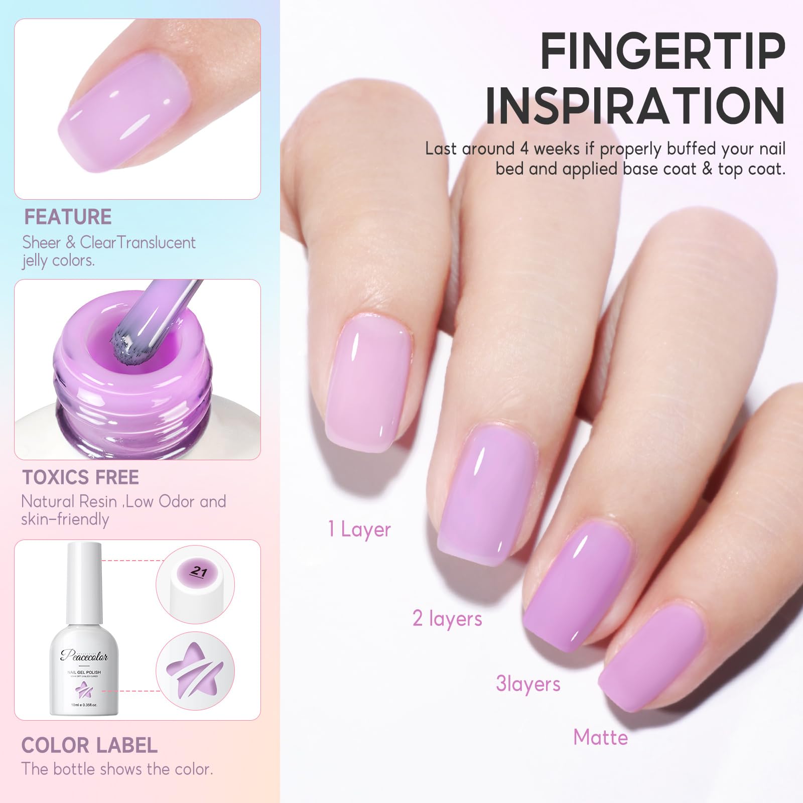PEACECOLOR gel nails curing under LED lamp demonstrating proper curing benefit