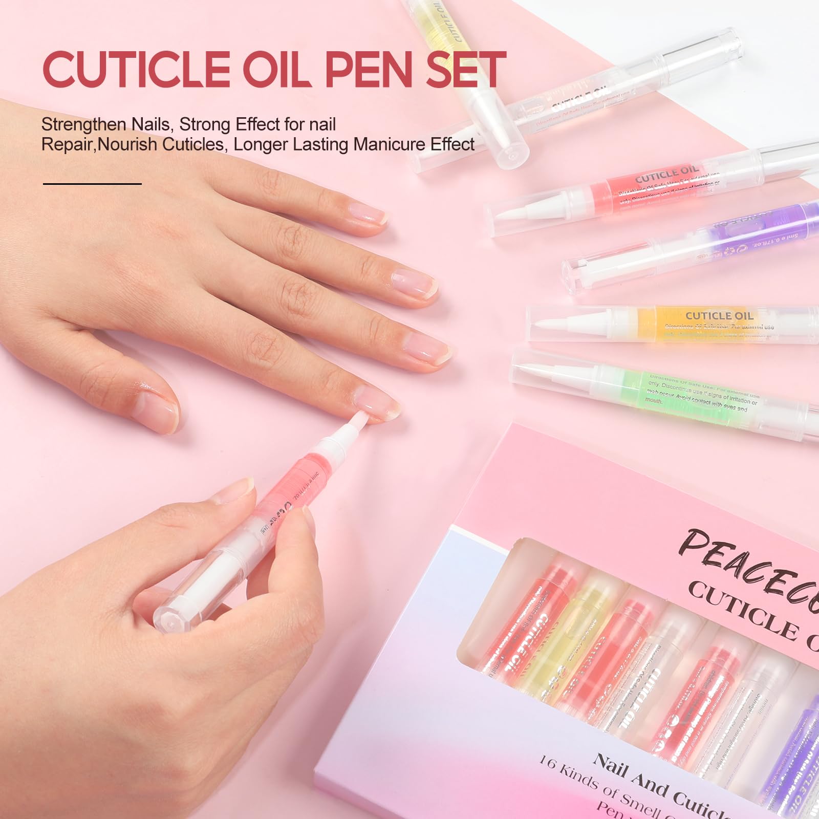 PEACECOLOR neatly arranged 16 pens labeled by scent for easy fragrance choice