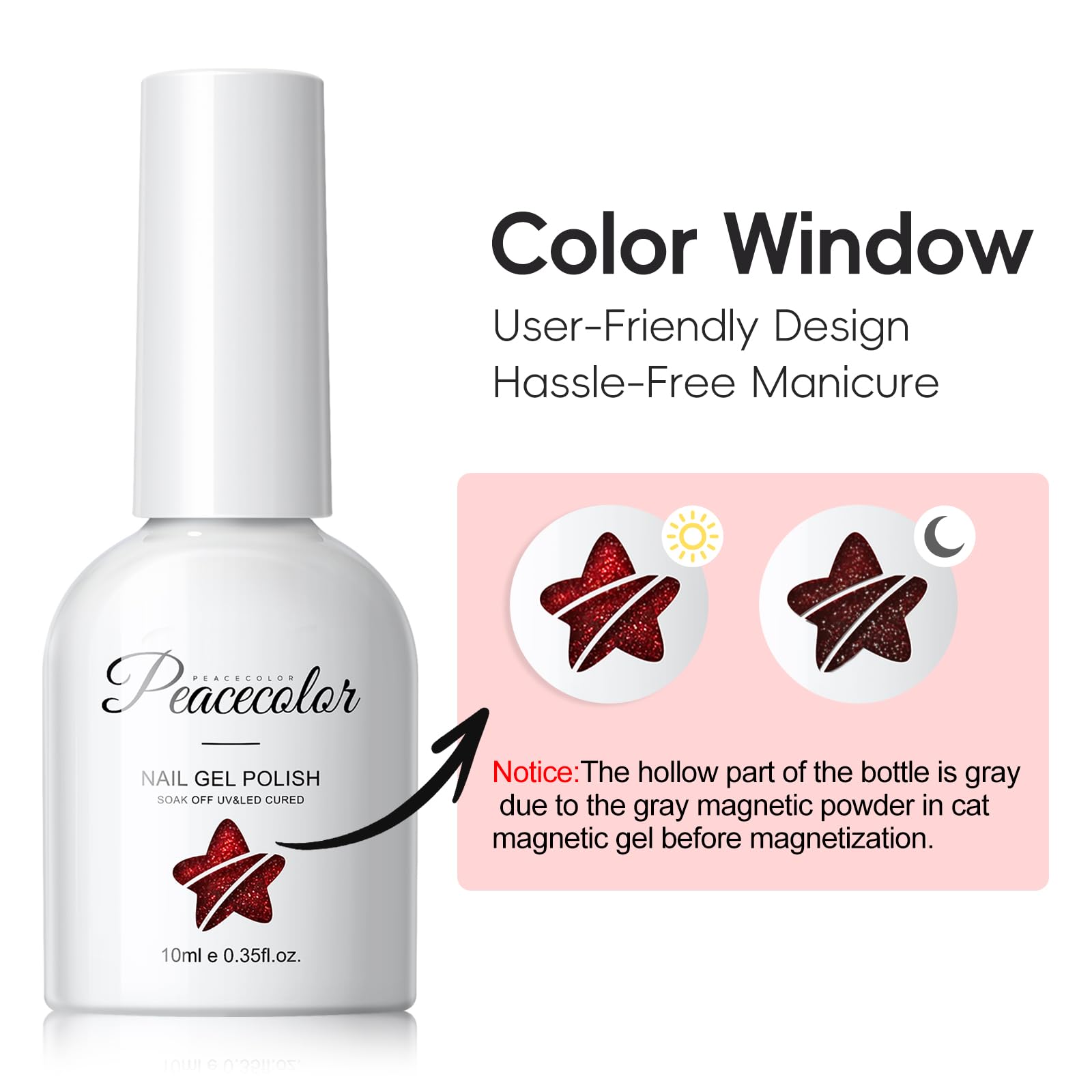 PEACECOLOR UV lamp curing nails demonstrating quick set time and durable finish
