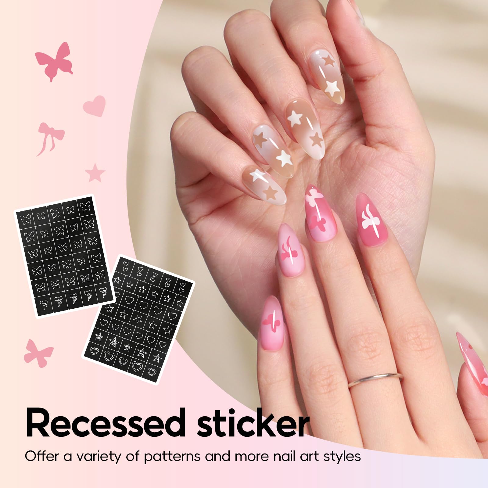 PEACECOLOR ombre manicure demo on fingernails showing smooth gradient result