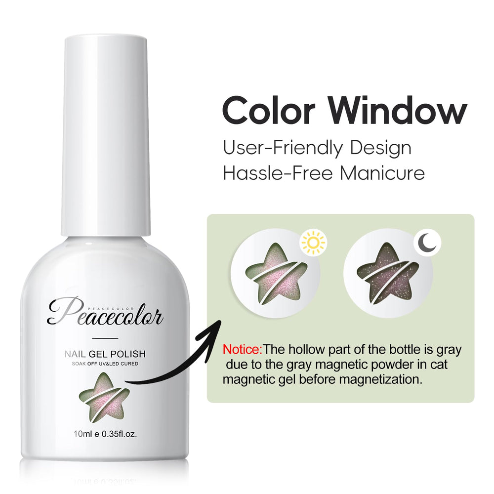 PEACECOLOR bottle beside a hand showing scale and generous 10ml capacity benefit