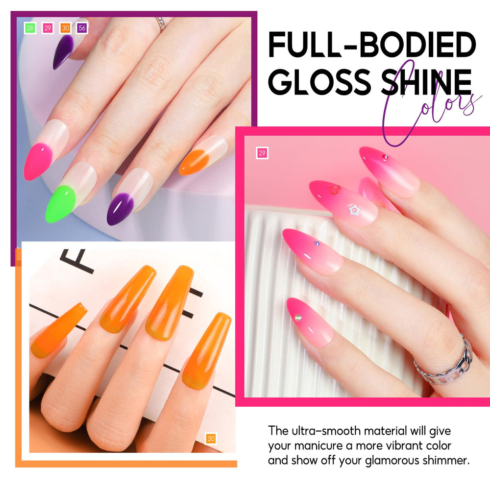 PEACECOLOR swatch strip displaying all six neon shades for color decision-making