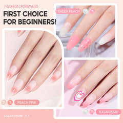 PEACECOLOR nail wheel swatches showing six sheer shades for easy selection