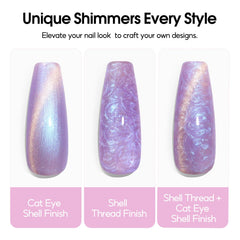 PEACECOLOR swirl thread effect on nail demonstrating marbled, iridescent finish