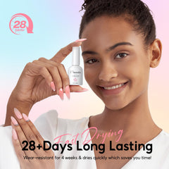 PEACECOLOR glossy top coat finish highlighting shine and chip resistance benefit