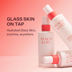 Peach & Lily bottle held in hand illustrating 3.38 oz portable size