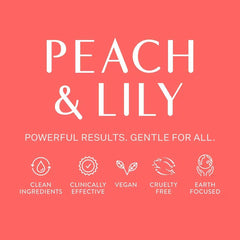 Peach & Lily packaging label detail emphasizing ingredient transparency and care