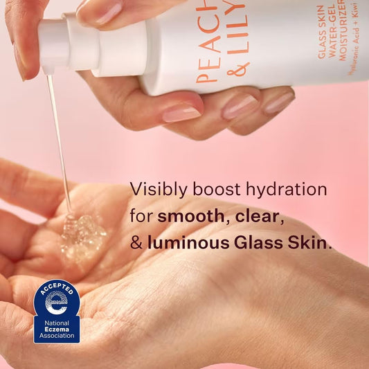 Peach & Lily gel texture close-up demonstrating lightweight, fast-absorbing hydration