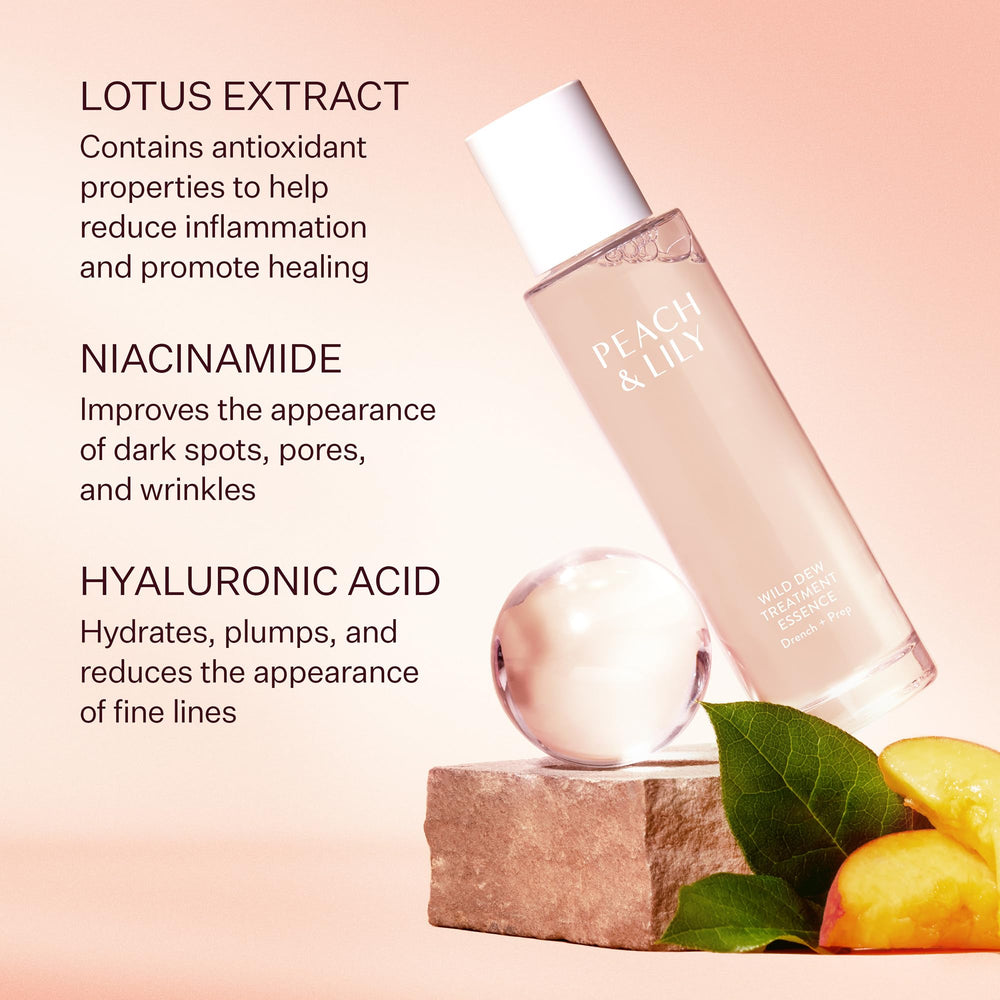 Peach & Lily label detail highlighting ingredients and clean formulation benefits