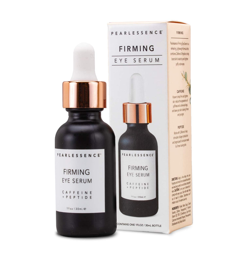 Applying Pearlessence under-eye serum with gentle patting for de-puffing