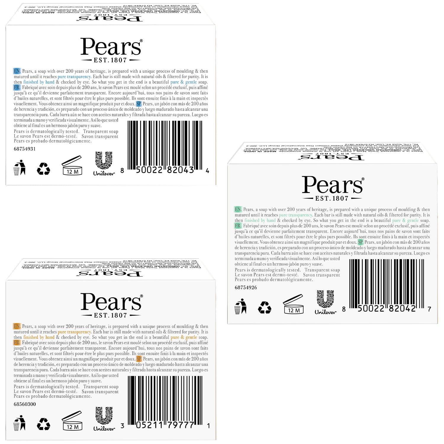 Pears green lemon flower bar close-up showing translucency and gentle lather