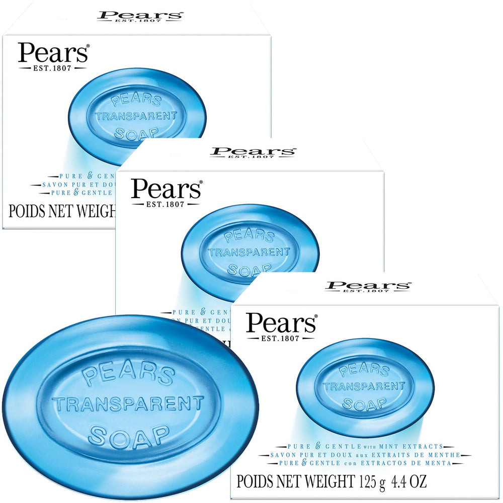 Pears translucent mint soap front packaging showing clarity and cooling look
