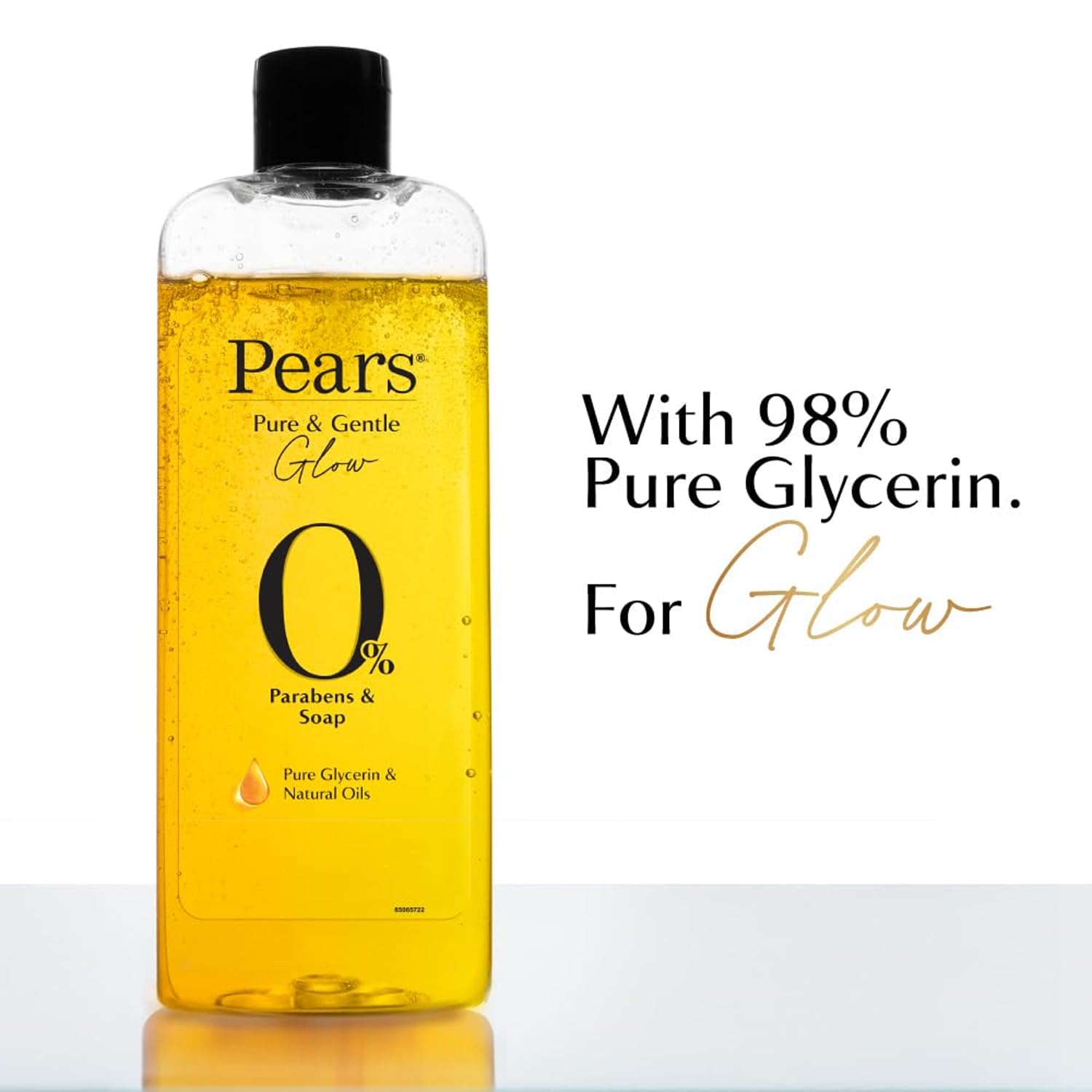 Texture of Pears shower gel on hand showing creamy glycerine-rich lather