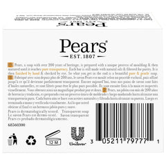 Pears single bar close-up highlights translucent glycerin and softness