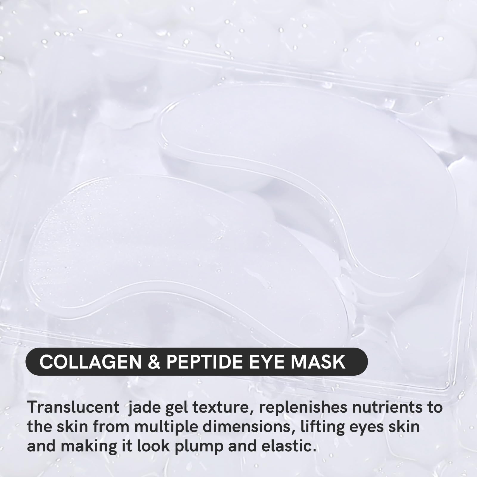 PEAUAMIE patch applied under eye demonstrating soothing lift