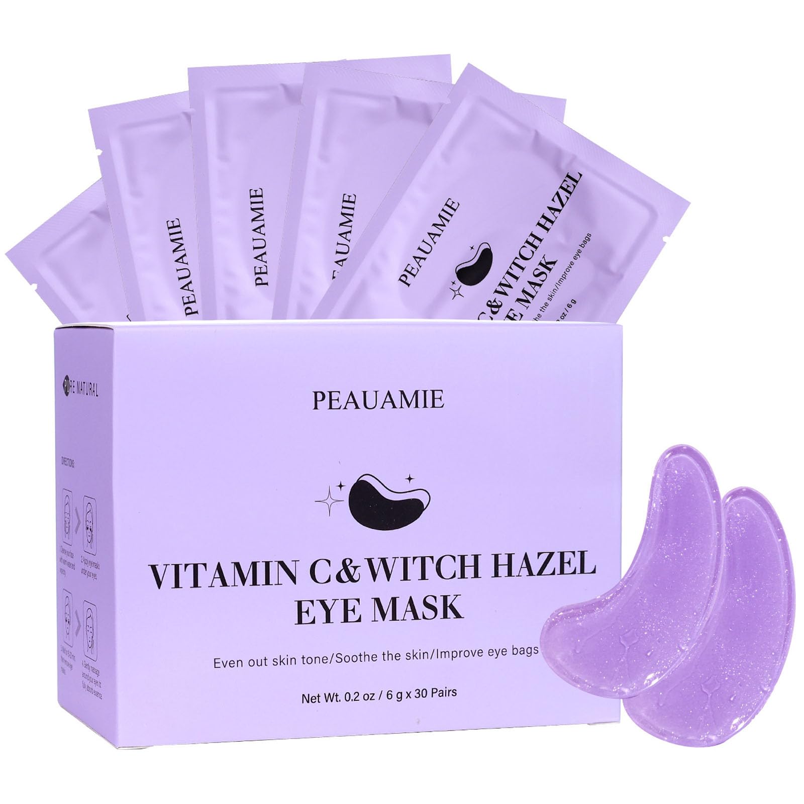 PEAUAMIE front packaging showing 30 pairs for brighter eyes