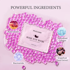 PEAUAMIE patches applied under eyes demonstrating instant refreshed look