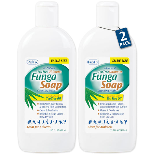 Pedifix FungaSoap front packaging showing bottle and clear product benefit