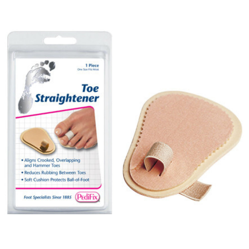 Pedifix toe straightener front view showing compact shape and comfort