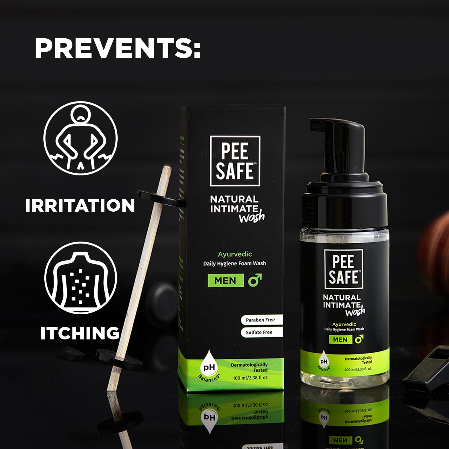 Pee Safe in-shower use demonstrating quick rinse-off