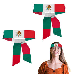Pejlnd flat lay showing two Mexican flag headbands and clear colors for styling