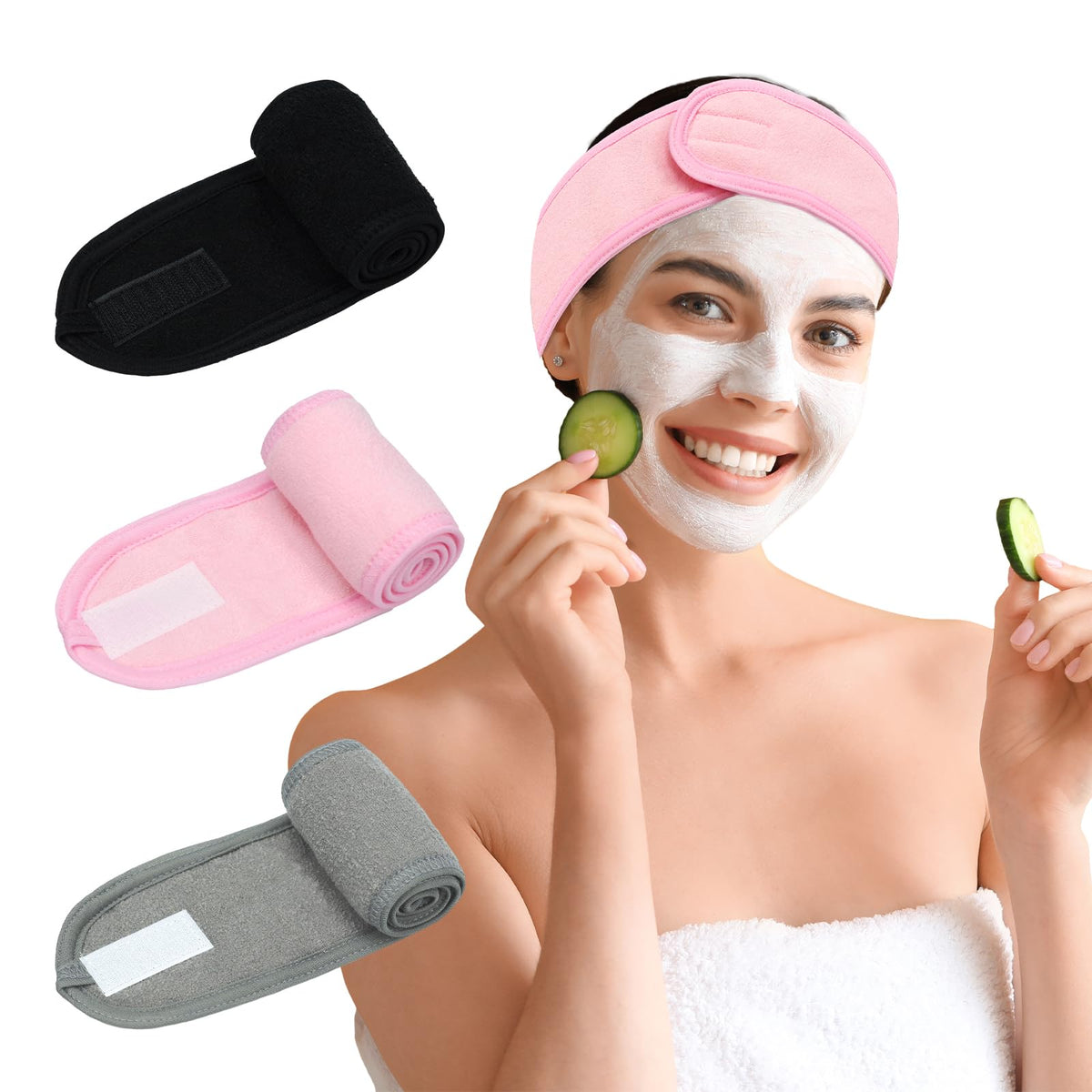 Pejnl front view of three headbands showing color set and packaging benefit