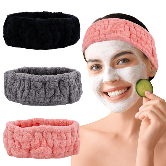 Pejnl front view of three-color headband pack showing colors and fit benefit