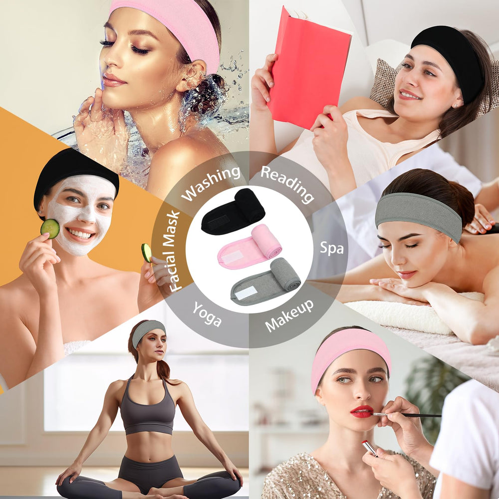 Pejnl headband worn during face wash keeping hair dry and out of the way