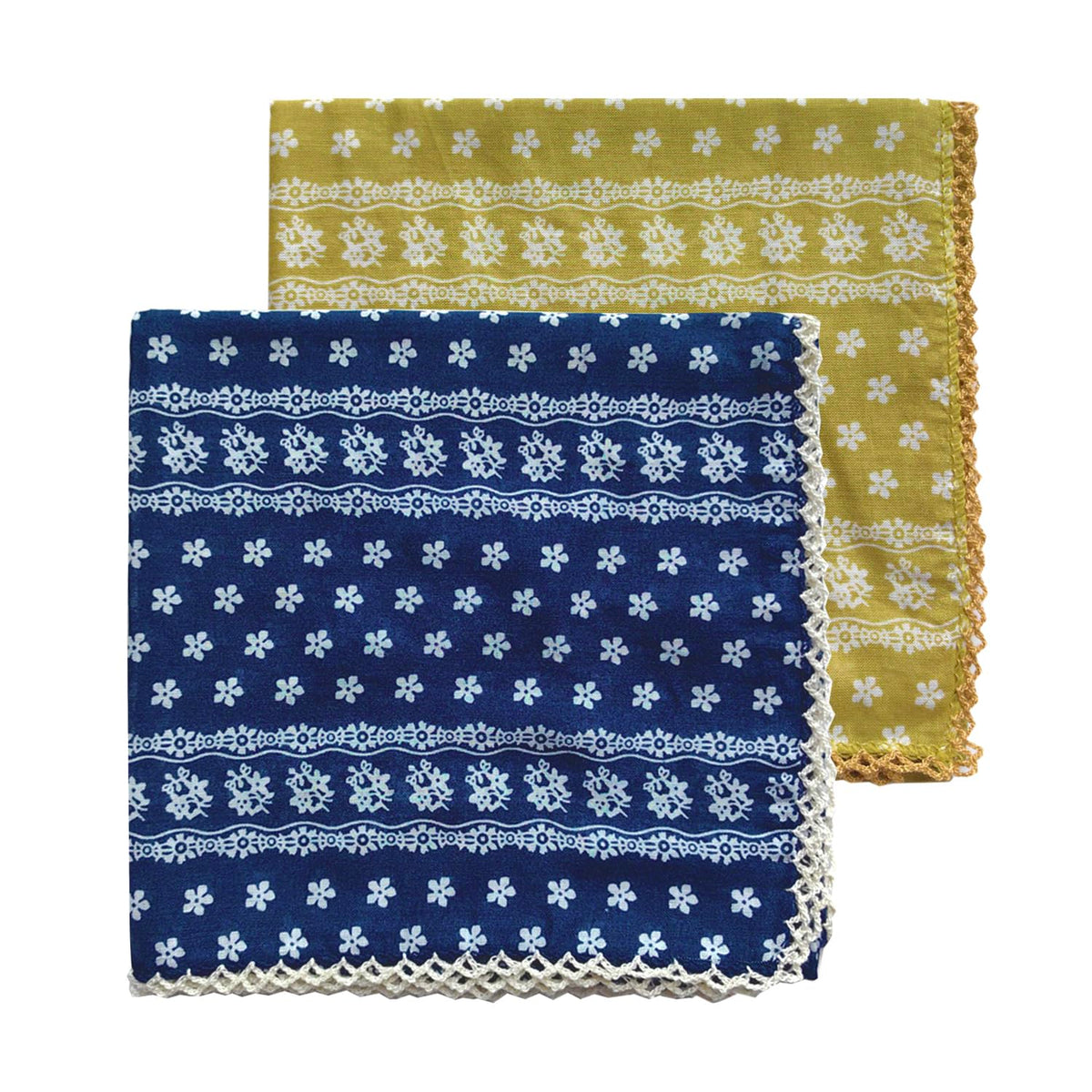 Pemilosci front view of two lace-pattern bandanas shows stylish pairing and value