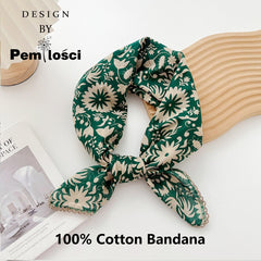 Pemilosci model wearing bandana as head wrap demonstrating full coverage benefit