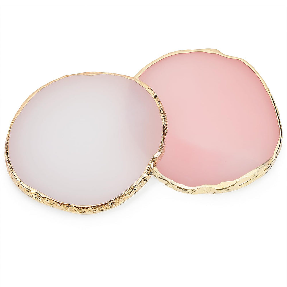 Pengxiaomei front view of pink and white resin palettes showing compact set and polish mixing benefit