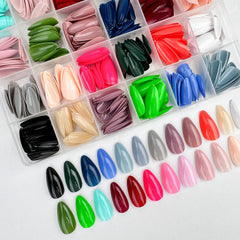 PEPFTG close-up of glossy almond nail surface highlighting smooth finish